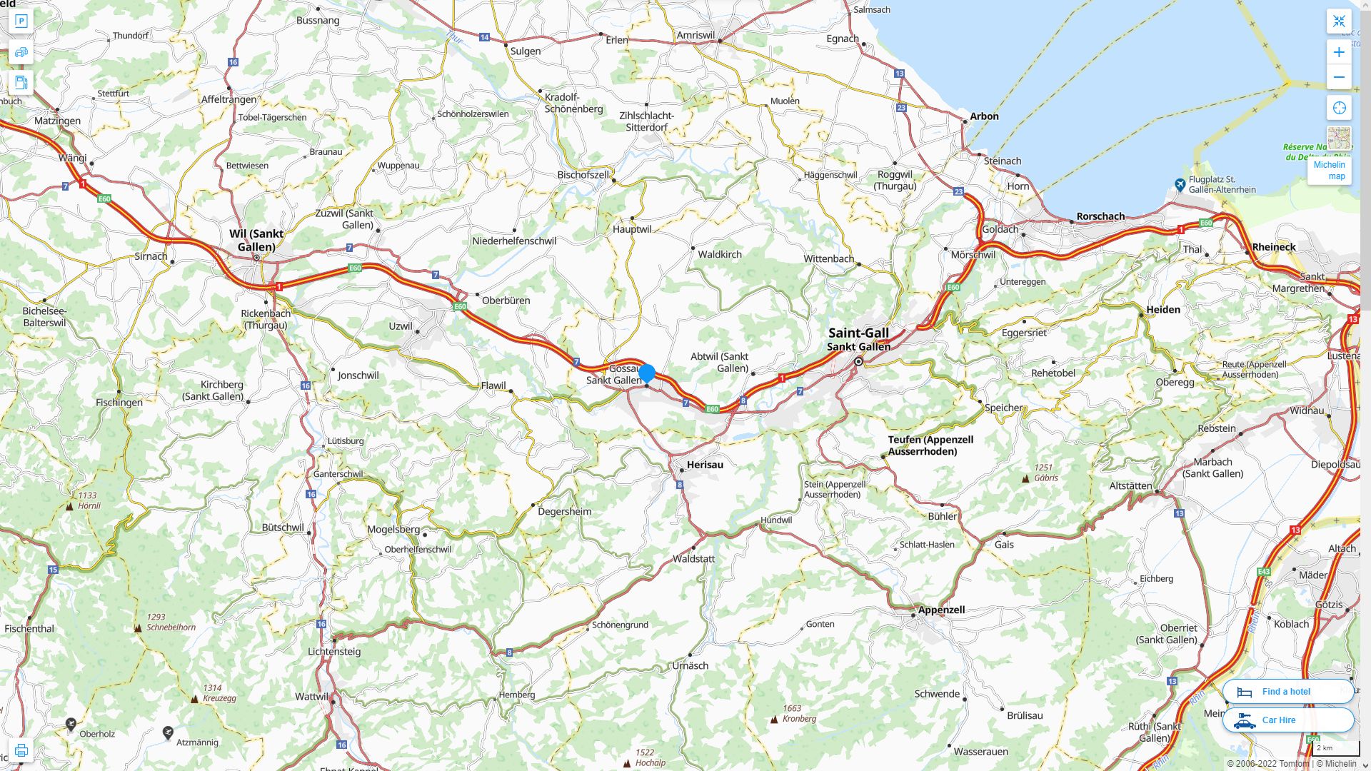 Gossau Suisse Autoroute et carte routiere